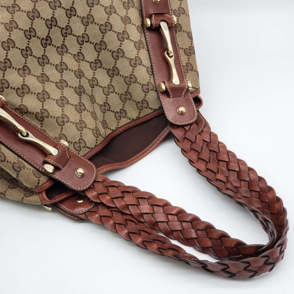 100% Authentic Gucci Leather and Canvas Brown Shoulder Bag #0650 - Picture 7 of 15